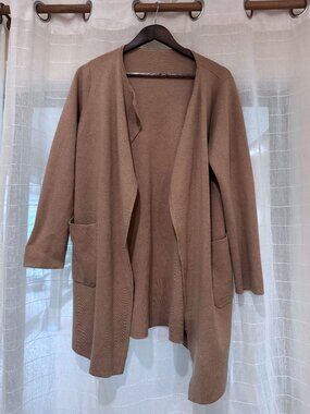 J.Crew Re-Imagined Camel Open Cardigan Merino Wool Blend Size M
